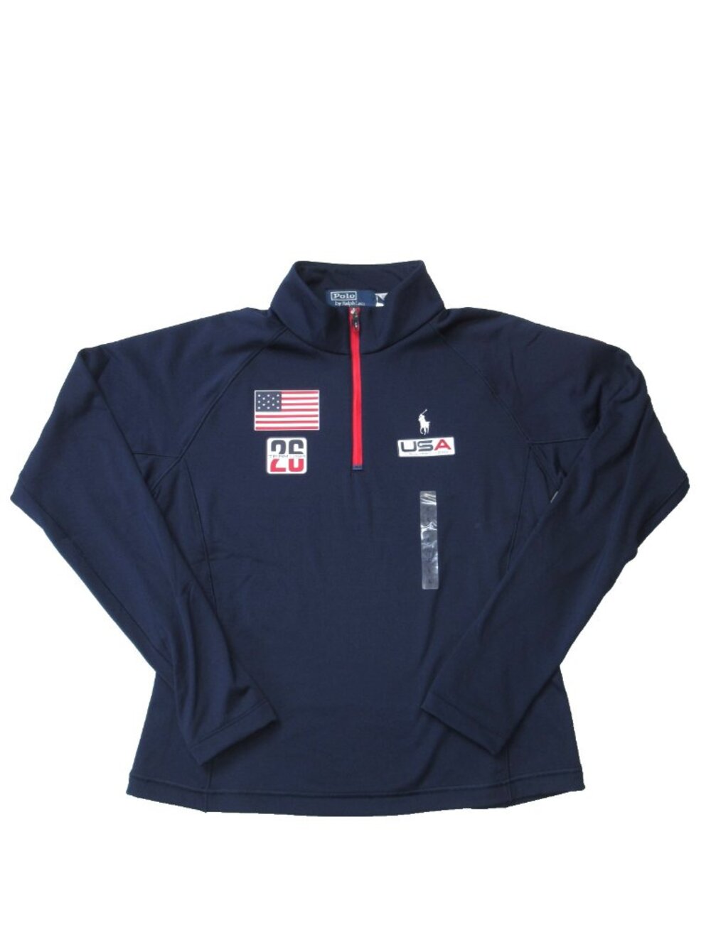 NWT Polo Ralph Lauren Women's Team USA Stretch Fleece Pullover in Navy L
